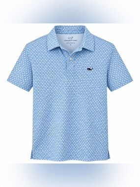 Vineyard Vines Light Blue Whale-Print Performance Polo